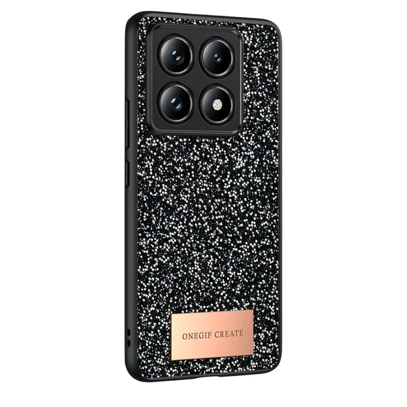 Onegif Xiaomi Mi 14t Pro Bright Simli Kapak - Siyah - Resim 2