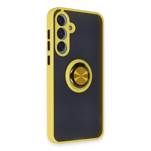 Samsung Galaxy A15 4g Kılıf Montreal Yüzüklü Silikon Kapak - Sarı - Resim 2