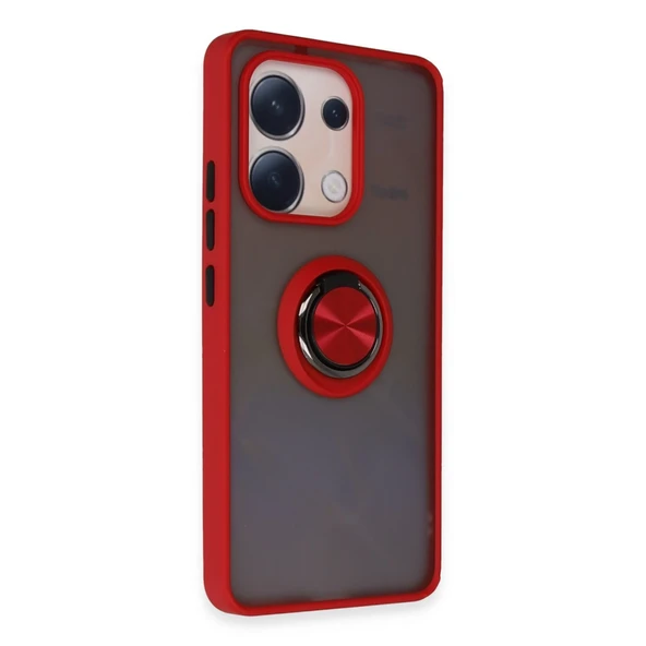 Xiaomi Redmi Note 13 4g Kılıf Montreal Yüzüklü Silikon Kapak - Kırmızı - Resim 2