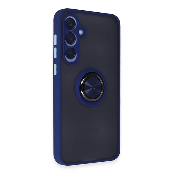 Samsung Galaxy A35 5g Kılıf Montreal Yüzüklü Silikon Kapak - Lacivert - Resim 2