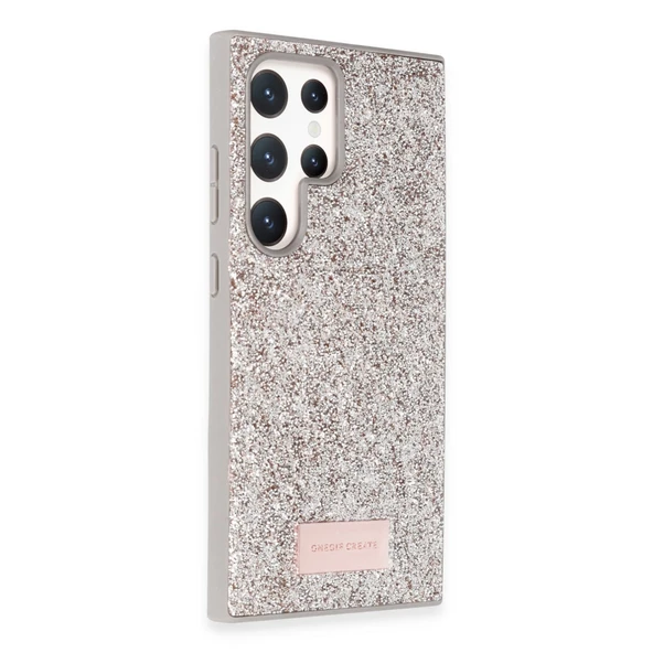 Onegif Samsung Galaxy S23 Ultra Bright Simli Kapak - Gold - Resim 2