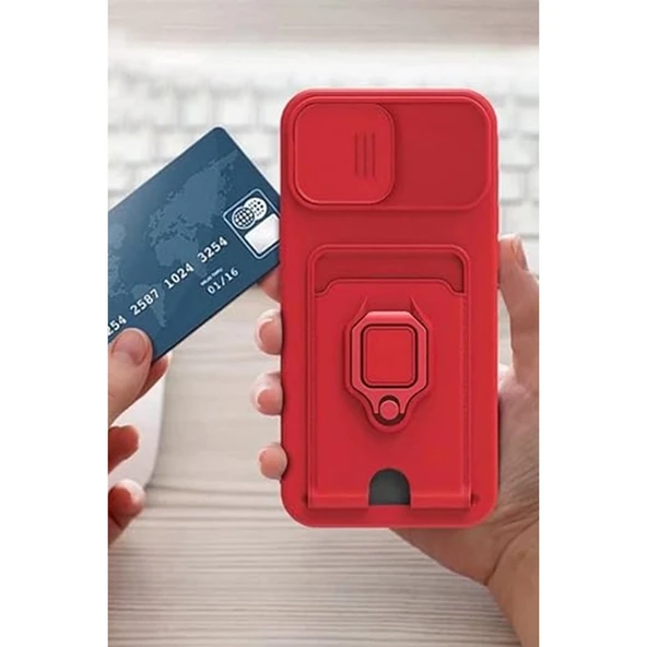 Xiaomi Redmi Note 13 Pro 5g Kılıf Zuma Kartvizitli Yüzüklü Silikon - Lila - Resim 2