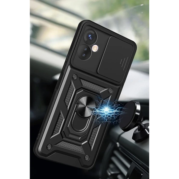 İnfinix Hot 30 4g Kılıf Pars Lens Yüzüklü Silikon - Yeşil - Resim 4