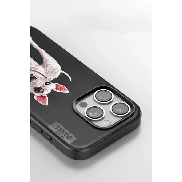 Venco İphone 15 Pro Perma Desenli Kapak - Siyah - Resim 3