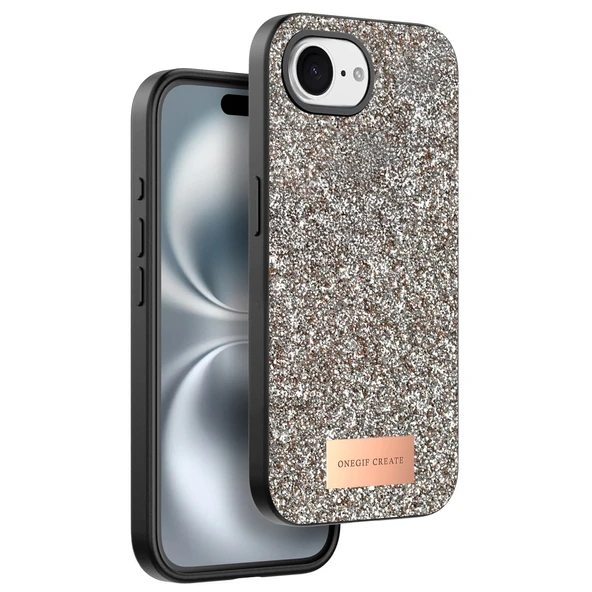 Onegif Apple İphone 16e Bright Simli Kapak - Gold ürün görseli 1