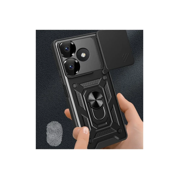 Xiaomi Redmi 13 4g Kılıf Pars Lens Yüzüklü Silikon - Gümüş - Resim 3