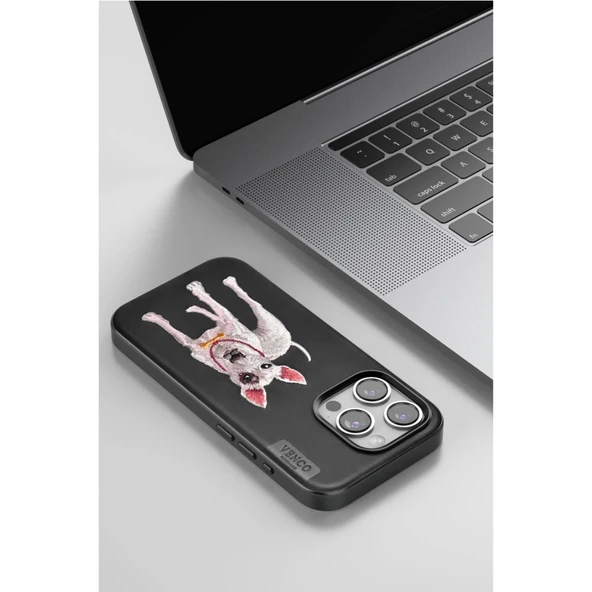 Venco İphone 15 Pro Perma Desenli Kapak - Siyah - Resim 4