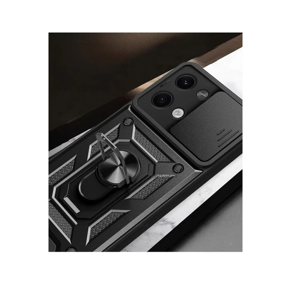 Xiaomi Poco X6 Kılıf Pars Lens Yüzüklü Silikon - Siyah - Resim 2