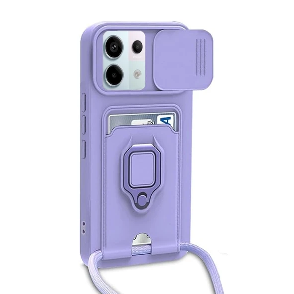 Xiaomi Redmi Note 13 Pro 5g Kılıf Zuma Kartvizitli Yüzüklü Silikon - Lila ürün görseli 1