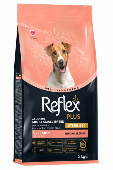 Reflex plus mini sterilised 3kg kuzulu kısırlaştırılmış hipoalerjenik ufak ırk köpek maması ürün görseli 1