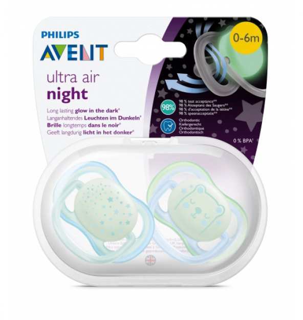 Philips Avent Ultra Air Night 2li Silikon Emzik 0-6 Ay - Erkek