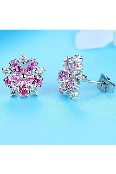 925 Ayar Gümüş Avusturya Kristali Taşlı Kiraz Model Kolye Ve Küpe Seti Takım Sevgililer Günü Hediye - Resim 4