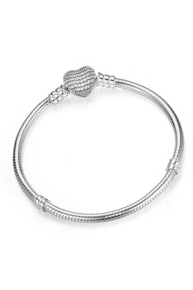 925 Ayar Charm Uyumlu Pave Taşlı Kalp Gümüş Bileklik Sevgililer Günü Hediyelik ürün görseli 1