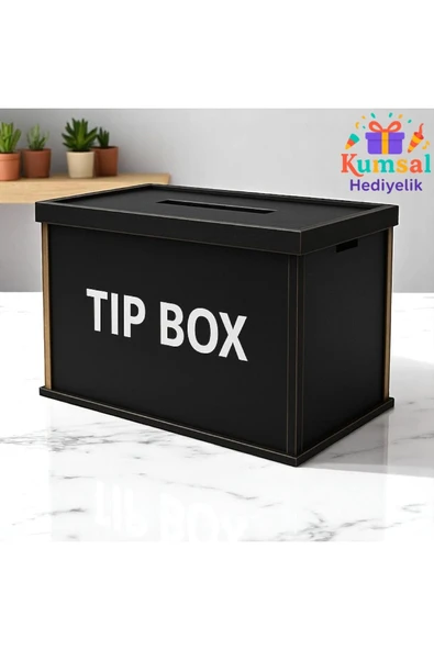 Ahşap Tip Box Bahşiş Kutusu ve Kumbara Masa Üstü Bağış Toplama Renk Seçenekli - Resim 3