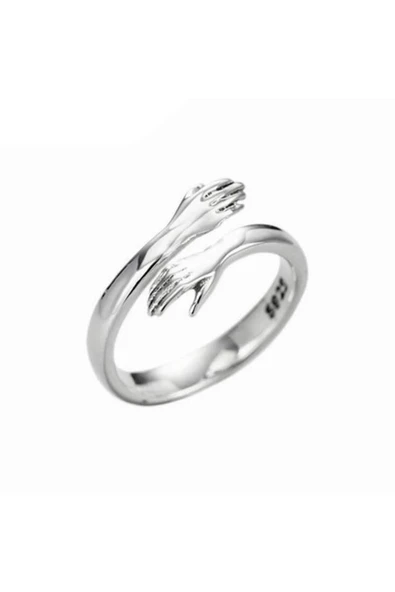Boyutlanabilir 925 Ayar Gümüş Kucaklama Model Kadın Gümüş Yüzük ürün görseli 1