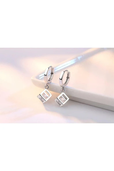 925 Ayar Sevgililer, Anneler Günü Hediyesi Küp Model Kolye Küpe Bilezik Gümüş Takı Seti - Resim 2