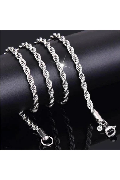 925 Ayar Gümüş Burgu Zincir Unisex Kadın Erkek Kolye - Resim 3