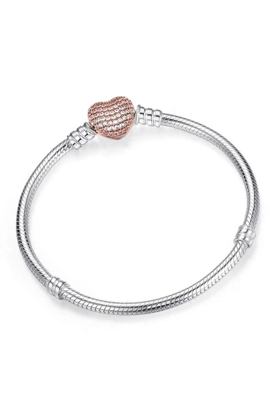 925 Ayar Charm Uyumlu Pave Taşlı Kalp Gümüş Bileklik Sevgililer Günü Hediyelik ürün görseli 1