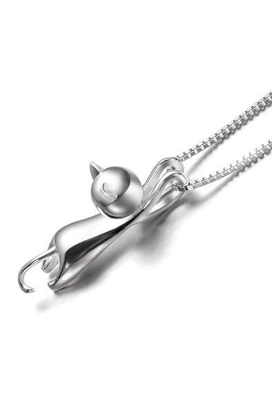 Gümüş Tiny Sevimli Kedi Kadın Kolye-parlak Sevgililer Günü Hediyelik ürün görseli 1