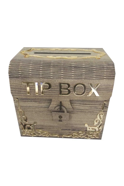 Ahşap Sandık Tip Box Kumbara Bahşiş Kutusu Masa Üstü Para ve Bağış Toplama Kutusu ürün görseli 1