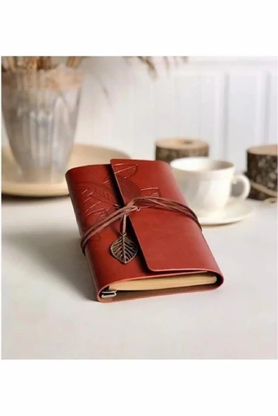 Kişiye Özel Isimli Yaprak Tasarımlı Deri Kapaklı Hatıra Günlük Anı Defteri ürün görseli 1
