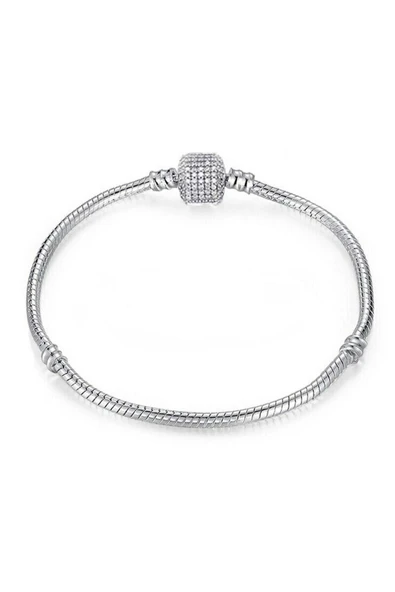 925 Ayar Gümüş Taş Desenli Silindir Kilit Kadın Gümüş Bileklik ürün görseli 1