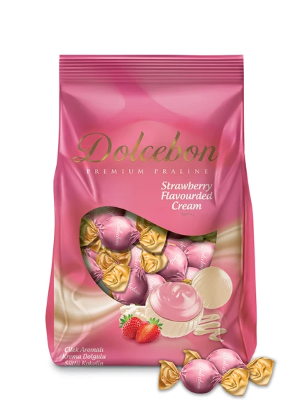 Dolcebon Çilek Aromalı Kremalı Praline 1000 Gr. (1 Paket) ürün görseli 1