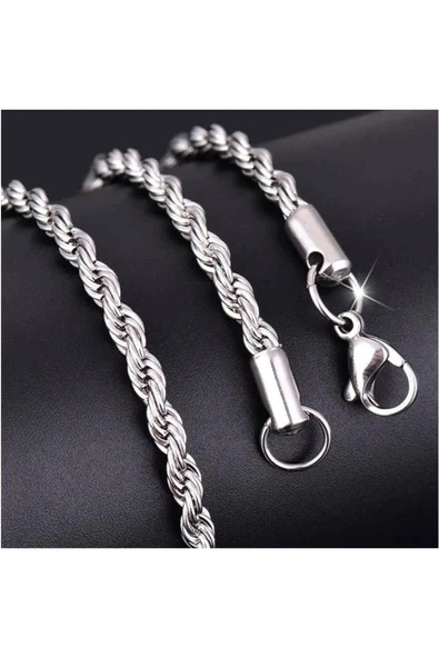 925 Ayar Gümüş Burgu Zincir Unisex Kadın Erkek Kolye ürün görseli 1