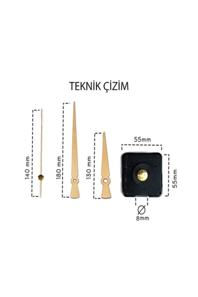 Saat Mekanizması 1. Sınıf Akar Sessiz Saat Mekanizması Askılı 3d Saatlerle Uyumlu Gold Gold - Resim 2