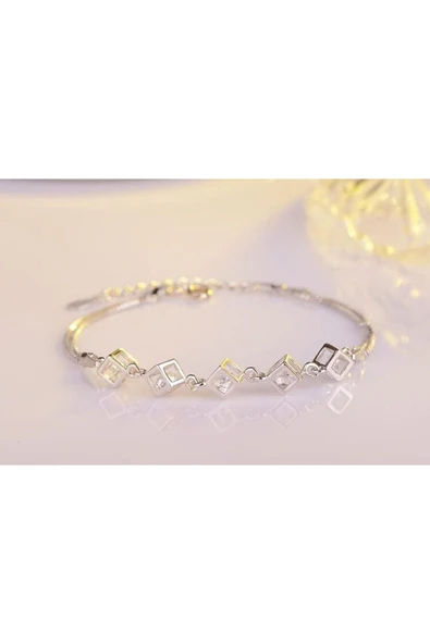 925 Ayar Sevgililer, Anneler Günü Hediyesi Küp Model Kolye Küpe Bilezik Gümüş Takı Seti - Resim 4