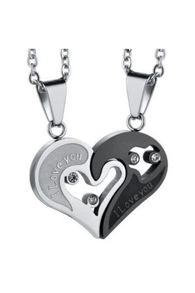 Sevgililer Için Paslanmaz Titanyum Seni Seviyorum Kolye - Siyah ürün görseli 1
