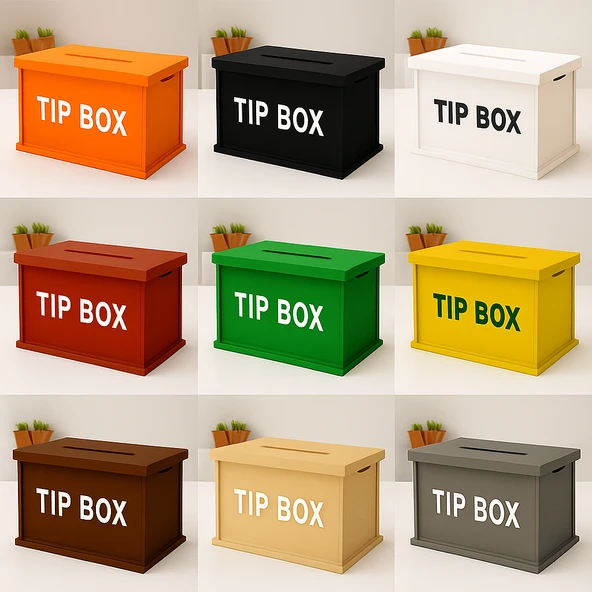 Ahşap Tip Box Bahşiş Kutusu ve Kumbara Masa Üstü Bağış Toplama Renk Seçenekli - Resim 5