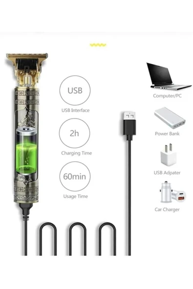 Dragon Profesyonel Saç Sakal Ense Çizim Tüm Vücut Tüyü Lazer Öncesi Tıraş Makinesi - Resim 5