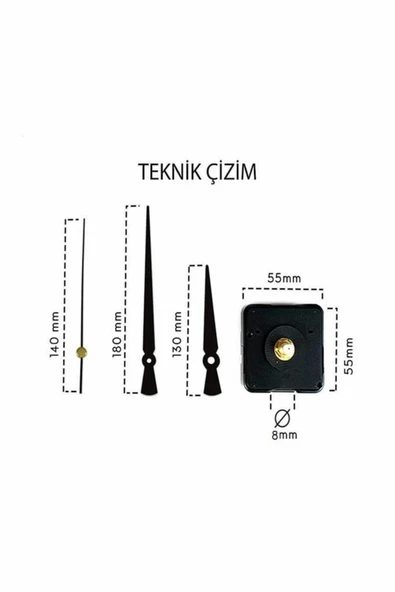 Saat Mekanizması 1. Sınıf Akar Sessiz Saat Mekanizması Askılı 3d Saatlerle Uyumlu Gold Siyah - Resim 3