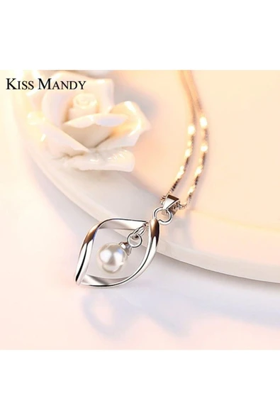 925 Ayar Inci Taşlı Gümüş Kolye Sevgiliye Hediyelik - Resim 4