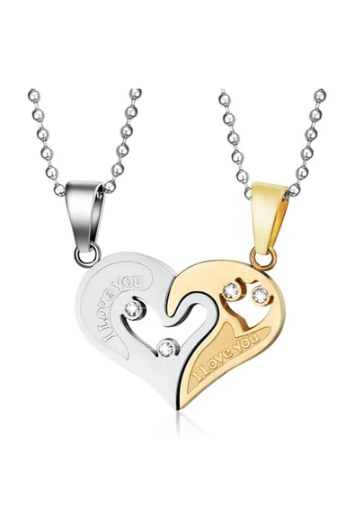 Sevgililer Için Paslanmaz Çelik Seni Seviyorum Kolye-sarı ürün görseli 1