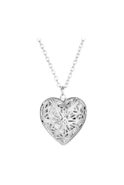 Fotoğraf Çerçeveli Kalp Kolye Gümüş Renk Hediyelik ürün görseli 1