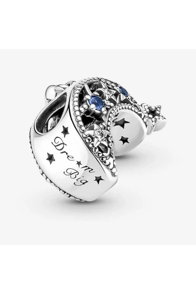 925 Ayar Gümüş Yıldız Ve Yeni Ay Charm - Resim 2