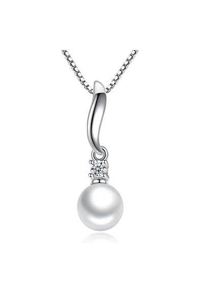 925 Ayar Inci Taşlı Gümüş Kadın Kolye Hediyelik ürün görseli 1