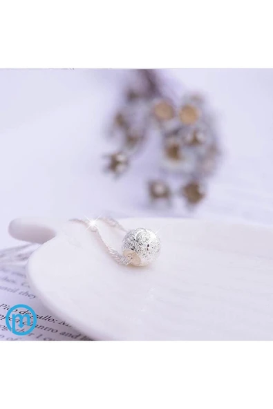 925 Ayar Gümüş Zincirli Boncuk Kolye - Resim 4