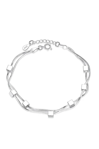 925 Ayar Kare Figürlü Kadın Gümüş Bileklik Sevgiliye Hediye ürün görseli 1