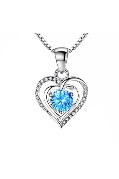 925 Ayar Damgalı Gümüş Kaplama Zirkon Taşlı Kalp Kadın Kolye ürün görseli 1