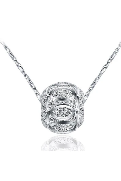 925 Ayar Gümüş Zincirli Boncuk Kolye ürün görseli 1