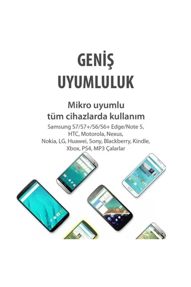 Auris Samsung Android Micro USB Data Destekli Hızlı Şarj Kablosu - Resim 6