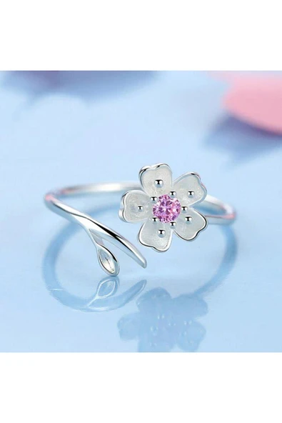 925 Ayar Gümüş 5 Yapraklı Yonca Model Boyutlanabilir Kadın Yüzük ürün görseli 1
