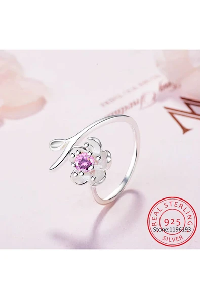 925 Ayar Gümüş 5 Yapraklı Yonca Model Boyutlanabilir Kadın Yüzük - Resim 3