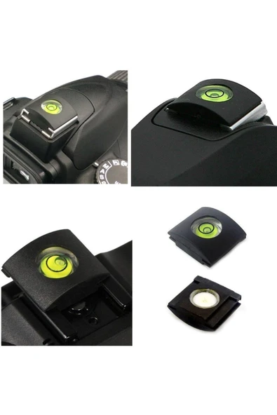 DSLR Ve SLR İçin Su Terazili Hot Shoe Flaş Kızağı Kapağı - Resim 4