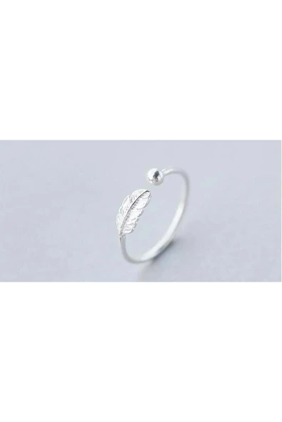 925 Ayar Gümüş Tüy Model Boyutlanabilir Kadın Yüzük ürün görseli 1