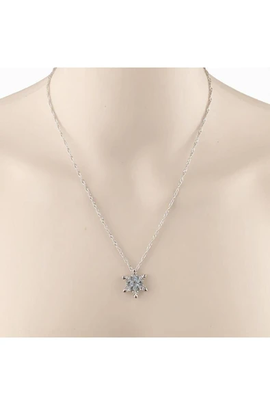 Kar Tanesi Kristal Taşlı Kolye-a.mavi - Resim 2