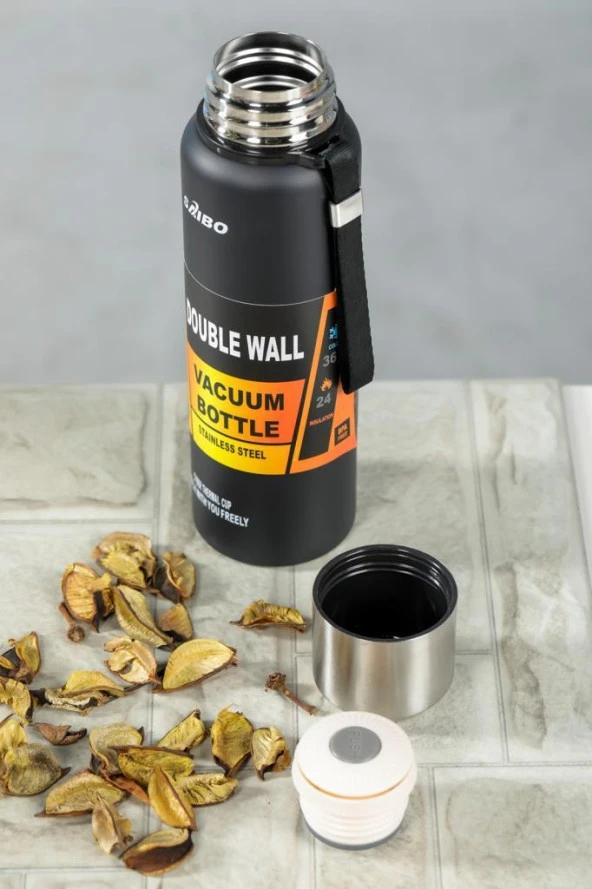 Kapris Saıbo 1 Litre Çift Katlı Çelik Termos Siyah - 2